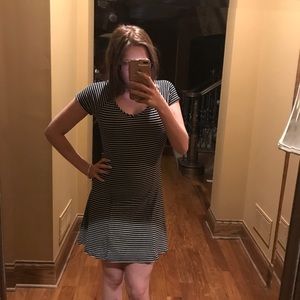 black and white striped dress